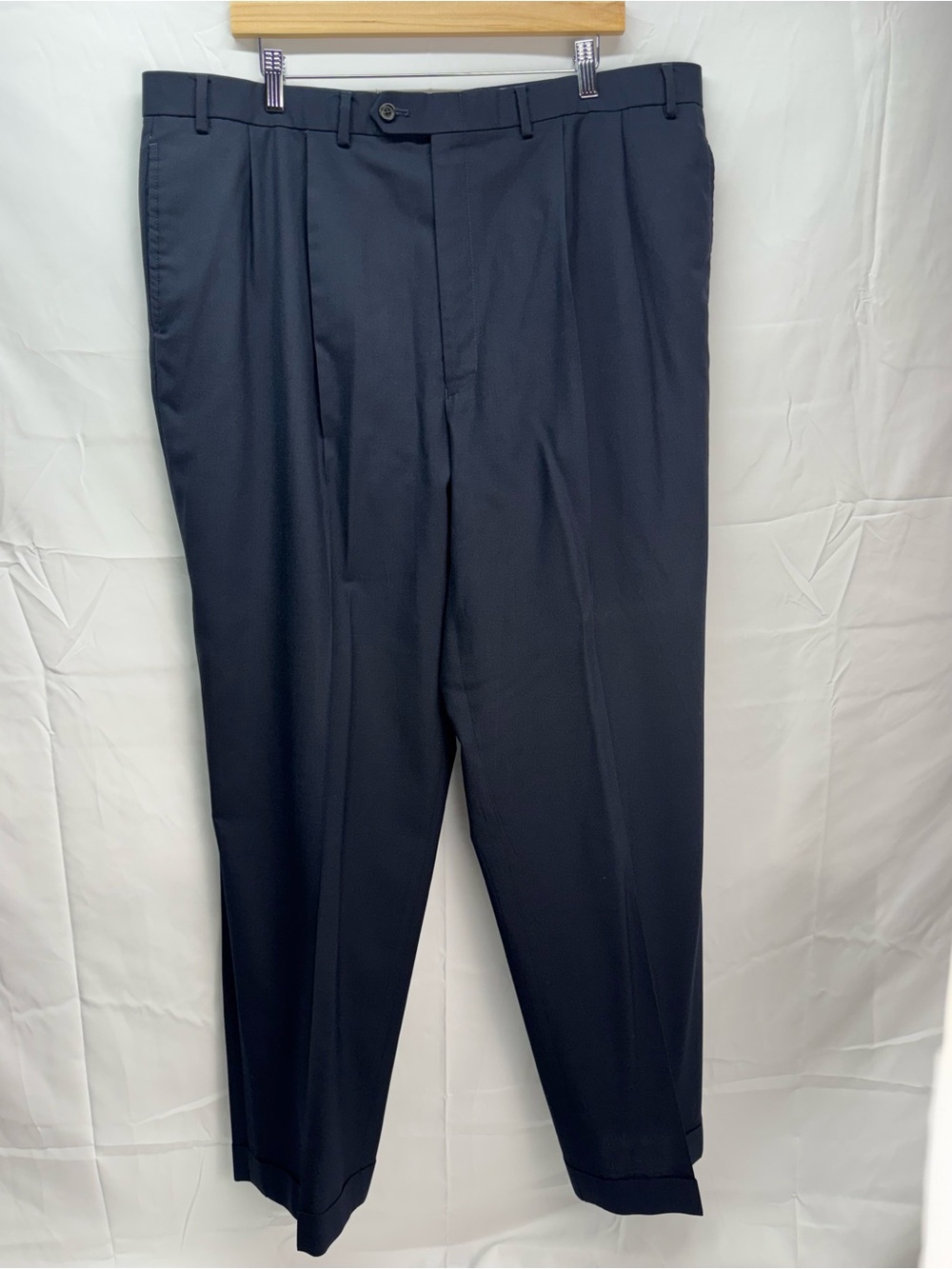Ralph Lauren Men's Navy Pleated Dress Trousers